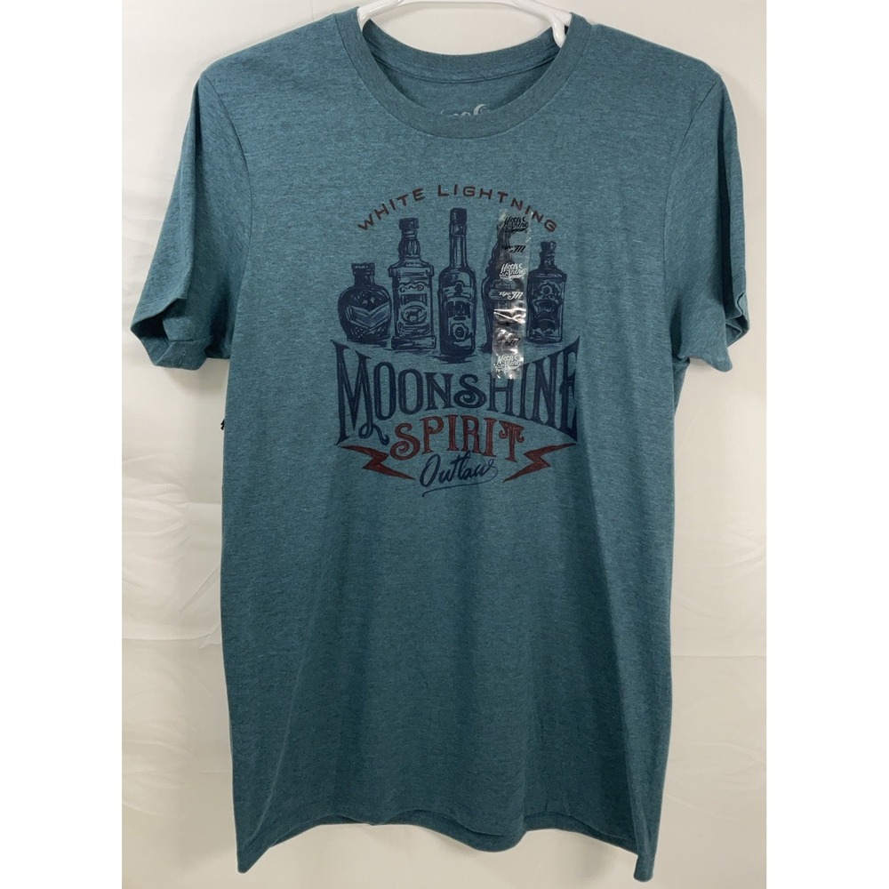 NWT Men Brad Paisley Moon Shine Spirit White Lightning Outlaw Teal T-shirt - Med